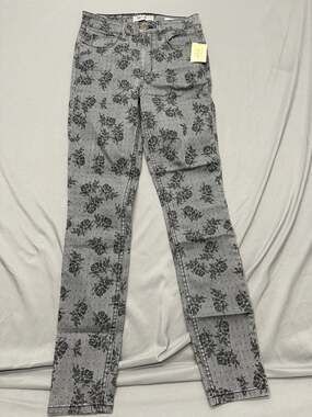 Guess 1981 Skinny Grey Floral Polka Dot Stretch Denim Jeans
